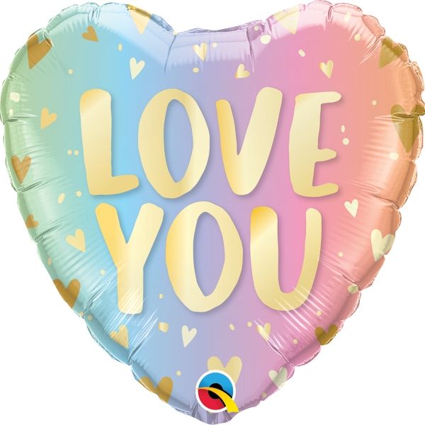 Love You Pastel Ombre Hearts 18&#34; Foil | Helium Balloon