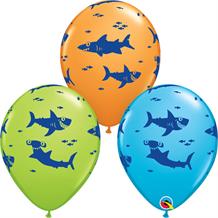 Assorted Colours Fun Sharks Party Latex Balloons