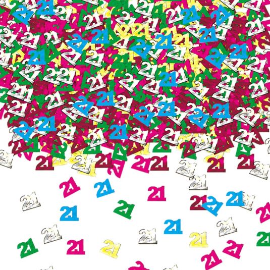 Multicoloured 21st Birthday Metallic Table Confetti | Decoration