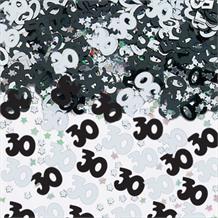 Black and Silver 30th Birthday Metallic Table Confetti | Decoration