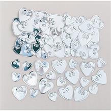 Silver Loving Heart Table Confetti | Decoration