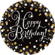 Gold Sparkle Happy Birthday Party Plates