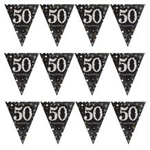 Gold Sparkle 50th Birthday Flag Banner | Bunting