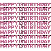 Pink Sparkle 18th Birthday Paper Letter Banner