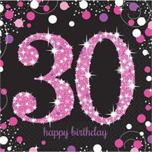 Pink Sparkle 30th Birthday Party Napkins