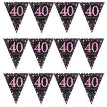Pink Sparkle 40th Birthday Flag Banner | Bunting