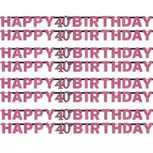 Pink Sparkle 40th Birthday Paper Letter Banner
