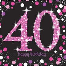 Pink Sparkle 40th Birthday Party Napkins