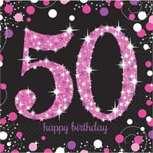 Pink Sparkle 50th Birthday Party Napkins