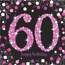 Pink Sparkle 60th Birthday Party Napkins
