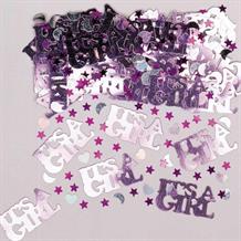 It’s A Girl | Baby Shower Pink & Silver Party Table Confetti | Decoration