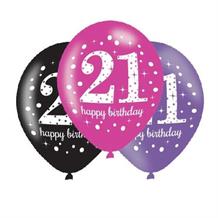 Pink Sparkle 21st Birthday Latex Party Balloons