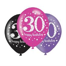 Pink Sparkle 30th Birthday Latex Party Balloons