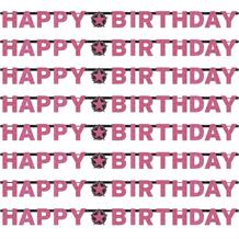 Pink Sparkle Happy Birthday Paper Letter Banner
