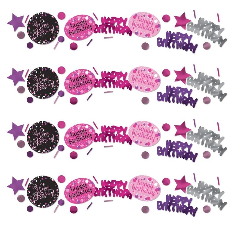 Pink Sparkle Happy Birthday Party Table Confetti | Decoration