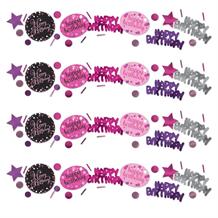 Pink Sparkle Happy Birthday Party Table Confetti | Decoration