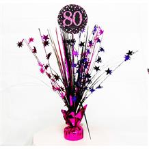 Pink Sparkle 80th Birthday Party Table Centrepiece
