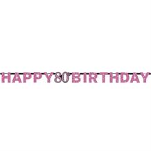 Pink Sparkle 80th Birthday Paper Letter Banner