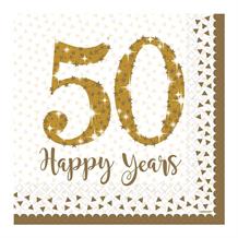 Golden Wedding Anniversary 50 Happy Years Party Napkins | Serviettes