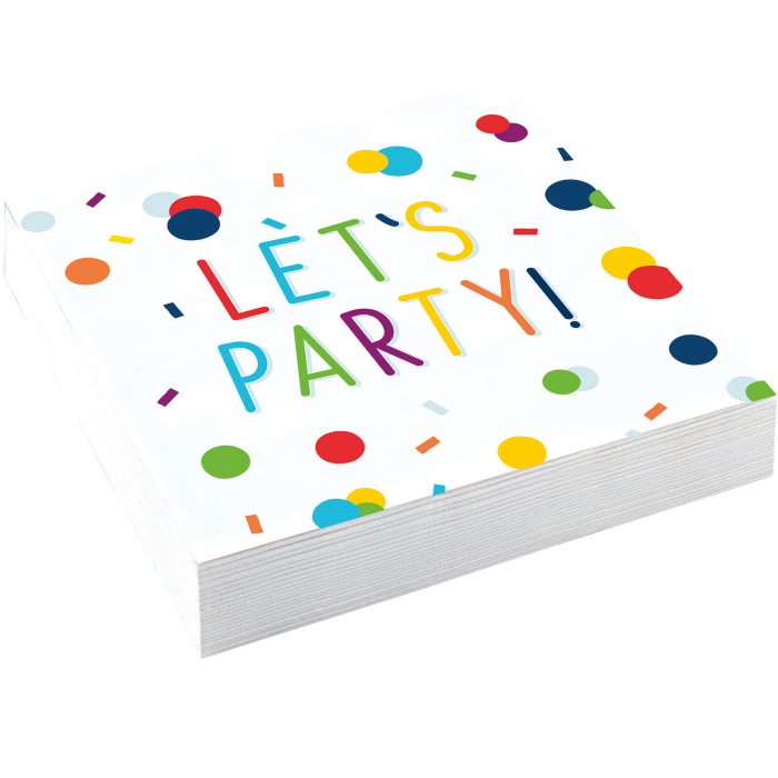 Rainbow Colourful Confetti Happy Birthday Party Beverage Napkins | Serviettes