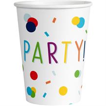 Rainbow Colourful Confetti Happy Birthday Party Cups