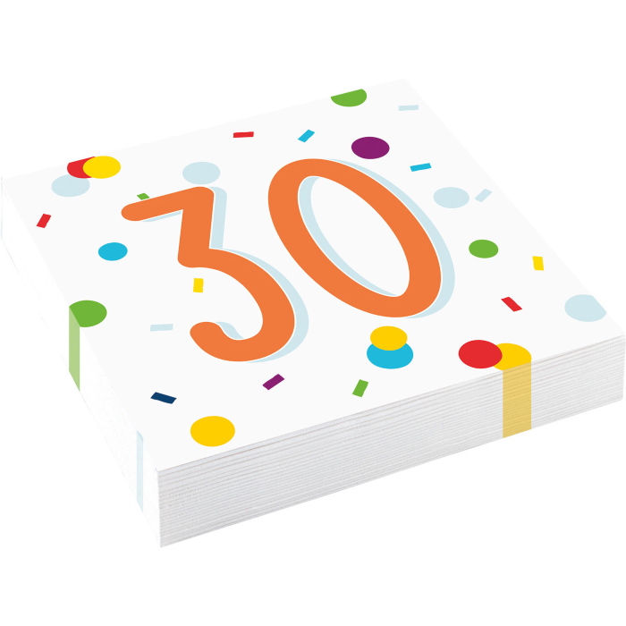 Rainbow Colourful Confetti 30th Birthday Party Napkins | Serviettes