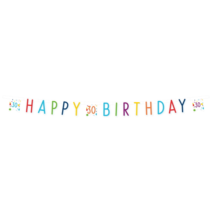 Rainbow Colourful Confetti 30th Birthday Paper Letter Banner