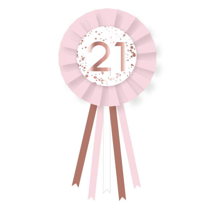 Rose Gold 21st Birthday Rosette | Badge