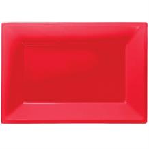 Red Plastic Party Serving Platter Plates