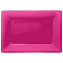 Hot Pink Plastic Party Serving Platter Plates