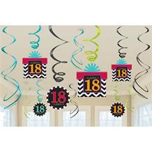 Chevron 18th Birthday Party Hanging Swirl Decorations