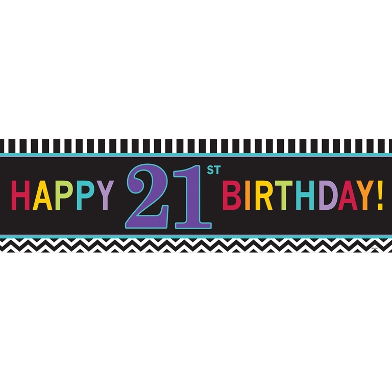 Chevron 21st Giant Happy Birthday Banner | Decoration