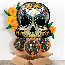 Day of the Dead Skull Flowers Shaped Giant Balloon in a Box Gift