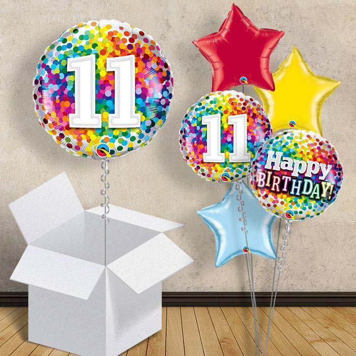 Colourful Confetti 11th Birthday 18&#34; Balloon in a Box