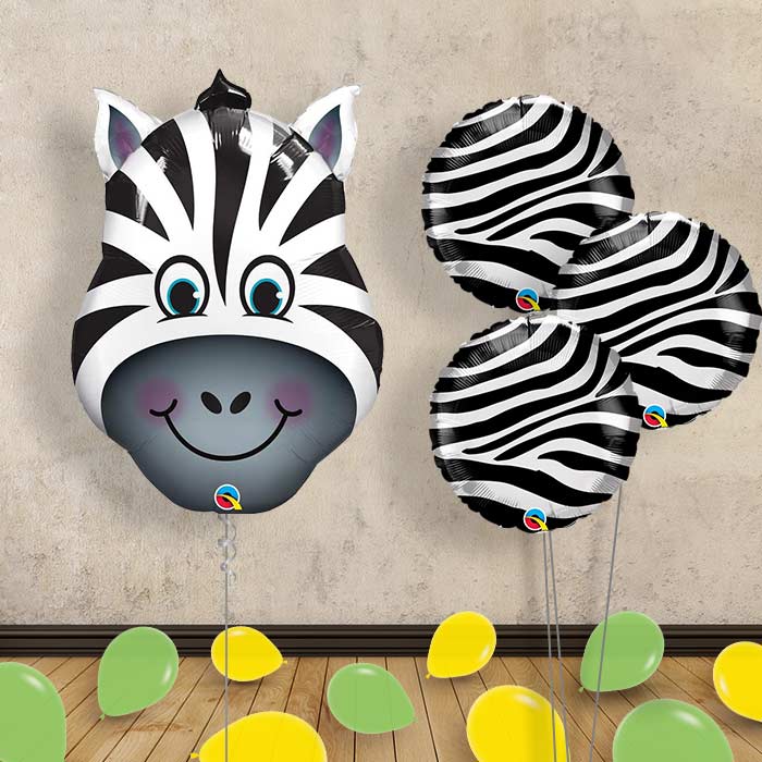 Zebra Head Inflated Helium Balloons Delivered | Party Save Smile