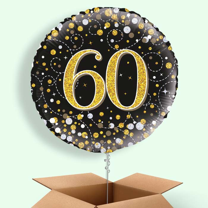 Black and Gold Holographic 60th Birthday 18&#34; Balloon in a Box