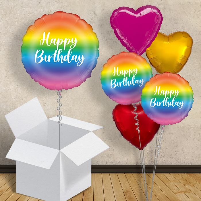 Rainbow Ombre Happy Birthday 18" Balloon in a Box