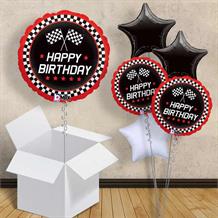 Chequered Flag Racing | Happy Birthday 18" Balloon in a Box