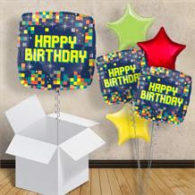 Happy Birthday Pixel | Retro Gamer 18" Balloon in a Box