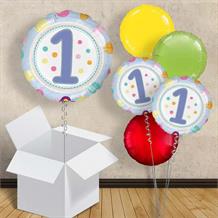 1st Birthday Colourful Spots 18" Balloon in a Box