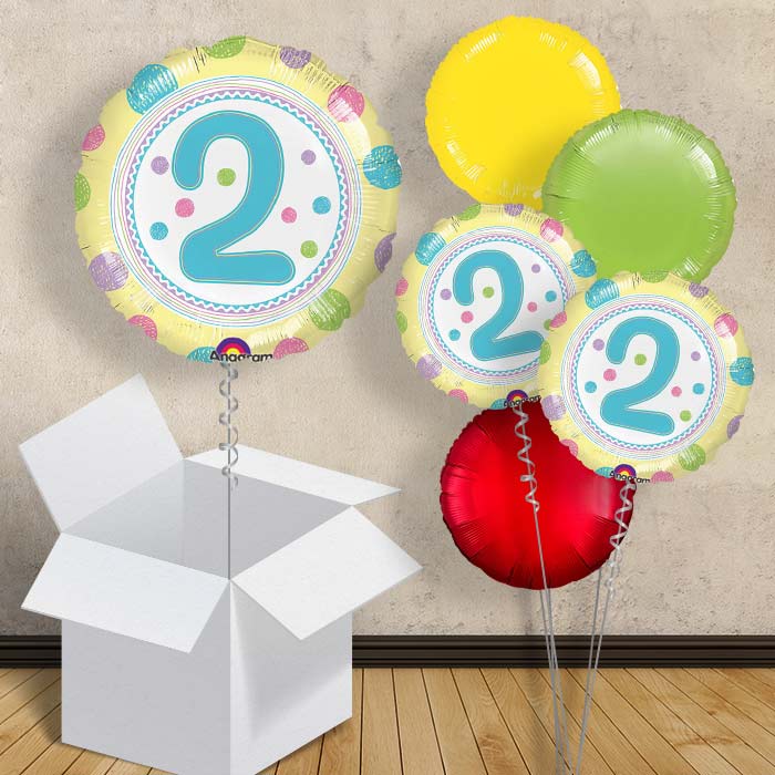 2nd Birthday Colourful Spots 18&#34; Balloon in a Box