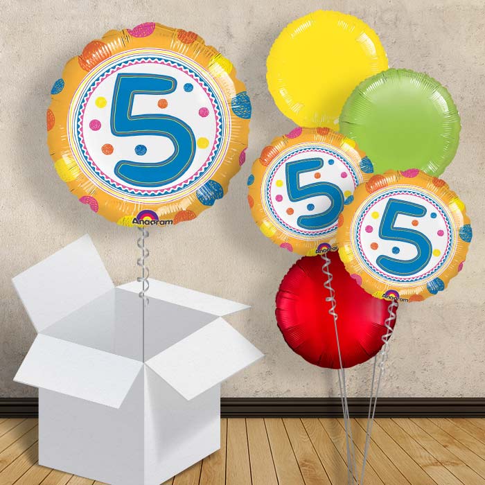 5th Birthday Colourful Spots 18" Balloon in a Box