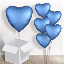 Azure Blue Satin Luxe Heart 18" Balloon in a Box
