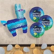 Battle Royal | Gaming Llama Giant Balloon with 3 Balloon Bouquet Inflated Balloon in a Box