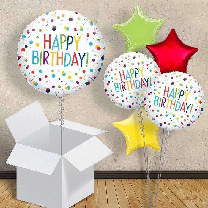 Rainbow Colourful Confetti Happy Birthday 18&#34; Balloon in a Box