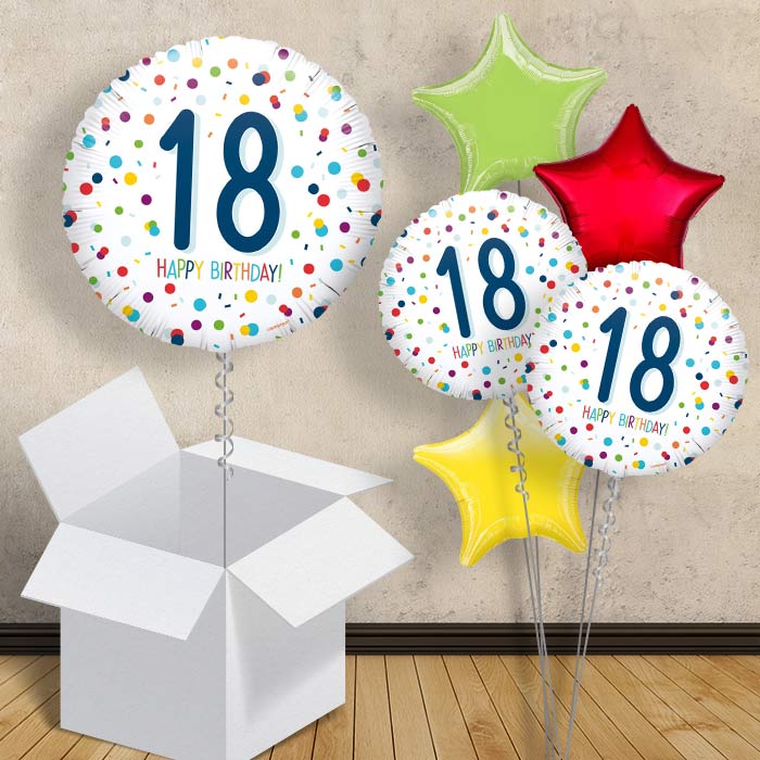 Rainbow Colourful Confetti 18th Birthday 18&#34; Balloon in a Box