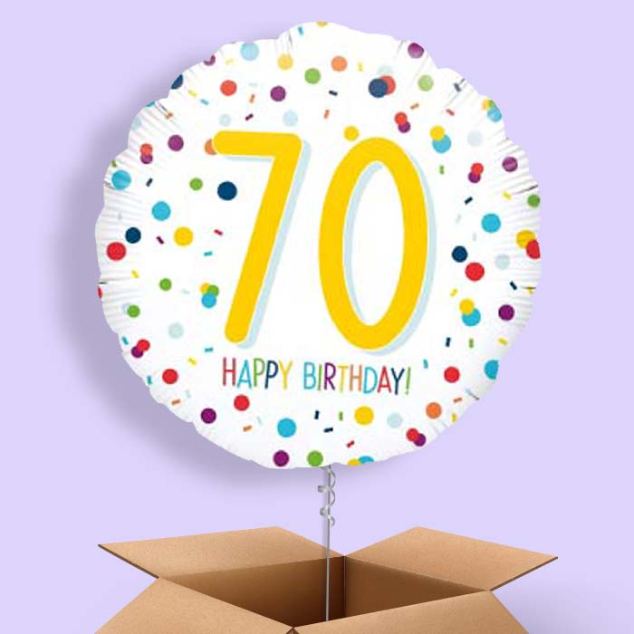 Rainbow Colourful Confetti 70th Birthday 18 Balloon In A Box Click
