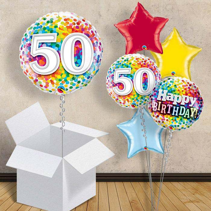 Colourful Confetti 50th Birthday 18&#34; Balloon in a Box