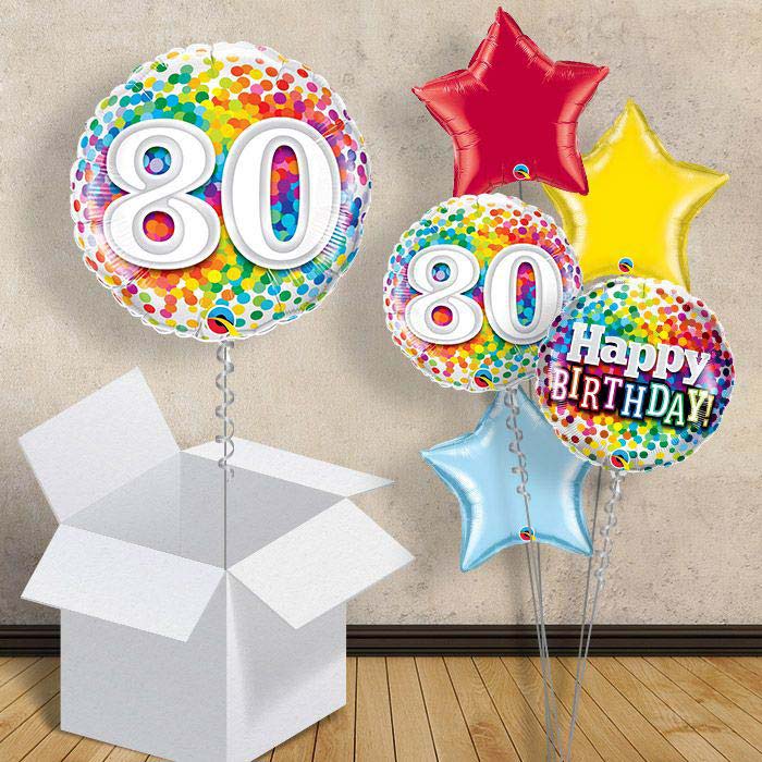 Colourful Confetti 80th Birthday 18&#34; Balloon in a Box