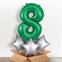 Dark Green Giant Number 8 Balloon in a Box Gift